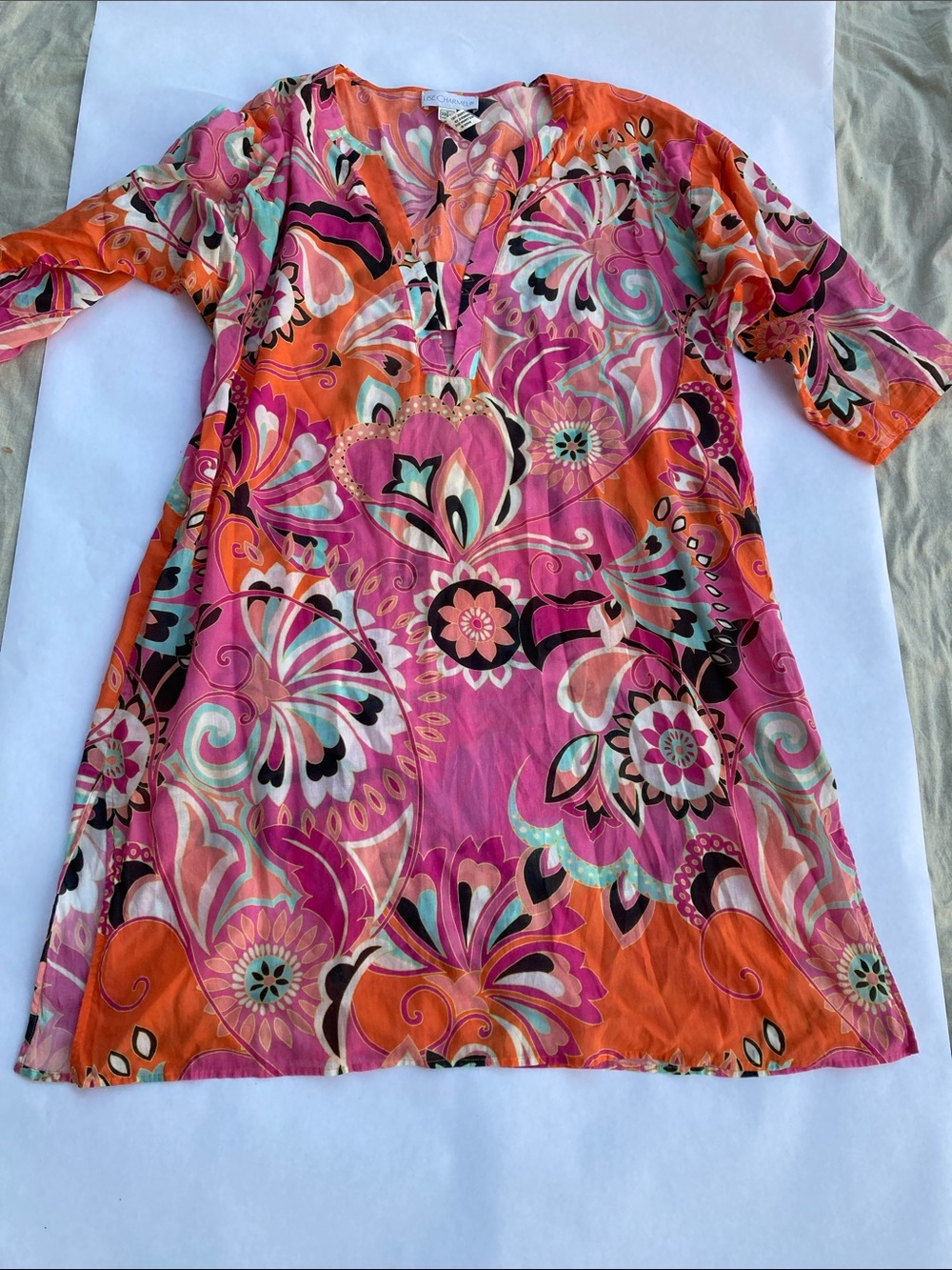 Lise Charmel 60’s Palm Springs fashion tunic mini dress top sun cover L